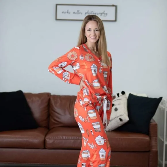 Shirley and Stone Pumpkin Spice Pajama Set! - Picture 2 of 4